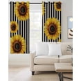 thumbnail image 2 of Yellow Sunflower Kitchen Curtains Black Beige Striped Retro Pastoral Cafe Short Curtains for Bathroom Blackout Window Curtain Grommet Small Window Treatment Drapes for Bedroom Living Room 52"x45"x2, 2 of 9