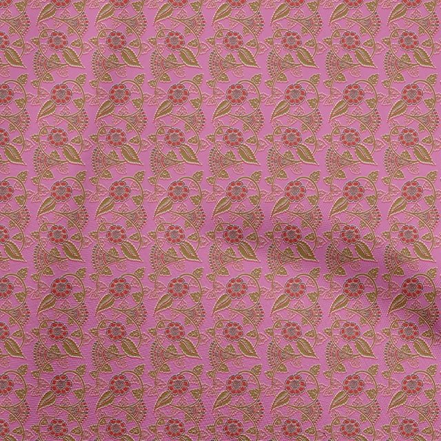 oneOone Polyester Spandex Pink Fabric Kalamkari Sewing Craft Projects Fabric Prints By Yard 56 Inch Wide