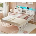 thumbnail image 2 of Plonmago Twin Bed Frame with Storage Headboard,Daybed with Charging Station,Metal Twin Bed Frame Sofa Bed for Living Room Guest Room Bedroom Furniture, No Box Spring Needed, White, 2 of 9