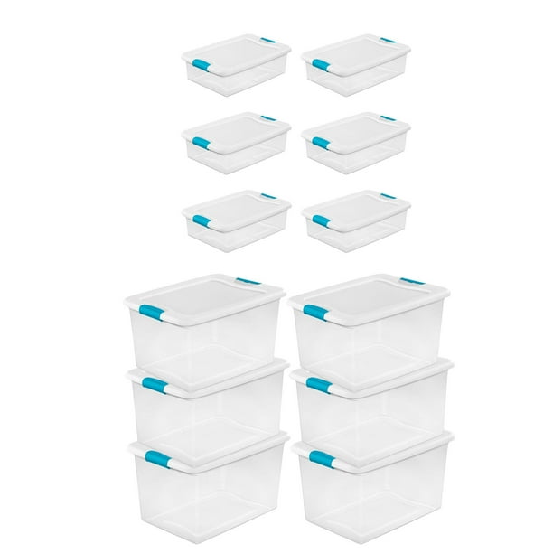 Sterilite 64 Quart and 32Quart Plastic Stacking Storage Container Box