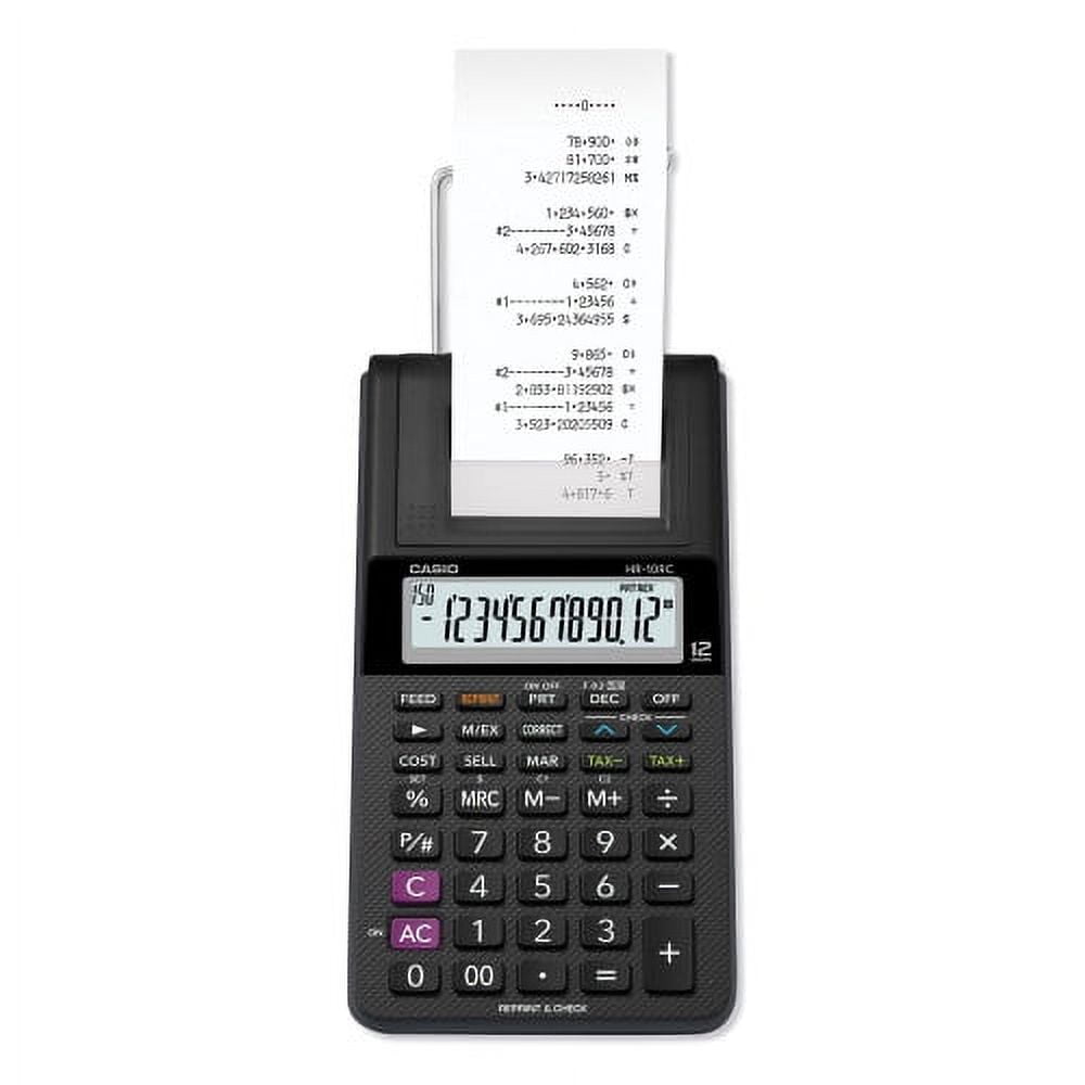 Casio HR 200RC Desktop 2 Color Printing Calculator with Clock Calendar Feature Paper Tape Black Walmart