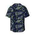 thumbnail image 2 of Balery Hand Drawn Rockets Men's Casual Button Down Shirt Short Sleeve Textured Summer Cuban Beach Shirts-X-Large, 2 of 7