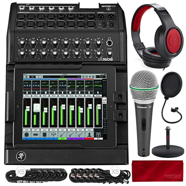 Mackie Mix Series Mix8 8-Channel Compact Mixer and Platinum Bundle with  Dynamic Microphone + Desktop Studio Mic Stand + Headphones + More