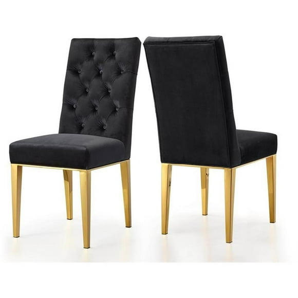 Meridian Furniture Capri Chaise de Salle à Manger en Velours, Noire (Ensemble de 2)
