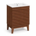 thumbnail image 5 of LUXEYARD 24-in Walnut Freestanding Bathroom Vanity Cabinet with Soft-Close Doors and Ceramic Sink, 5 of 8