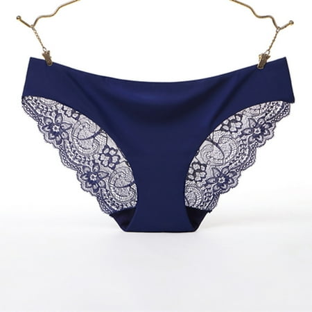 Alitao Thongs for Women Womens Underwear No Show Underwear Womens Adjustable High Waist Mesh Underwear Womens Underwear Comfortable Lace Thong Lace Underwear Cheeky Underwear Navy L