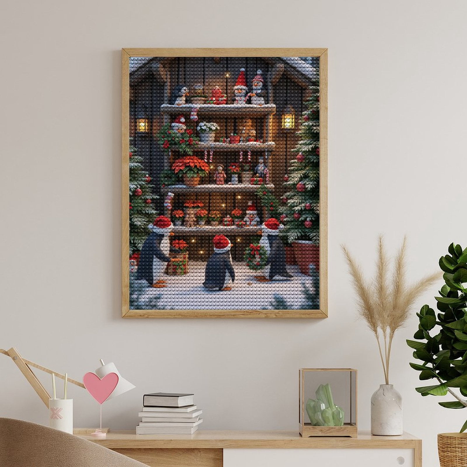 Diamond Art Kits for Adults, Christmas Penguins Snowmen Holiday Scene 5D Diamond Painting Kits for Adults Beginners, DIY Full Drill Diamond Painting, Gem Art and Crafts 12x16
