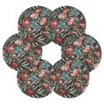 thumbnail image 7 of Yayeee 6 PCS Drink Coasters with Holder Set Woven Absorbent Round Tabletop Hot Pad, Peony Dusk Pattern, 7 of 7