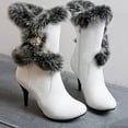 thumbnail image 5 of Fuzzy Snow Boots for Women Elegant Dressy Stiletto Winter Booties Zip up Furry Lined Mid Calf Boots, 5 of 8