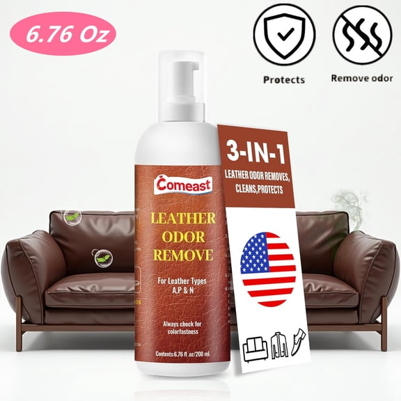 Leather Odor Remover, Cream, Cleaner and Conditioner - Protect, Restore Leather Couches, Furniture, Car Interiors, Jackets, Shoes, Other Items - Unscented, 6.76 fl oz
