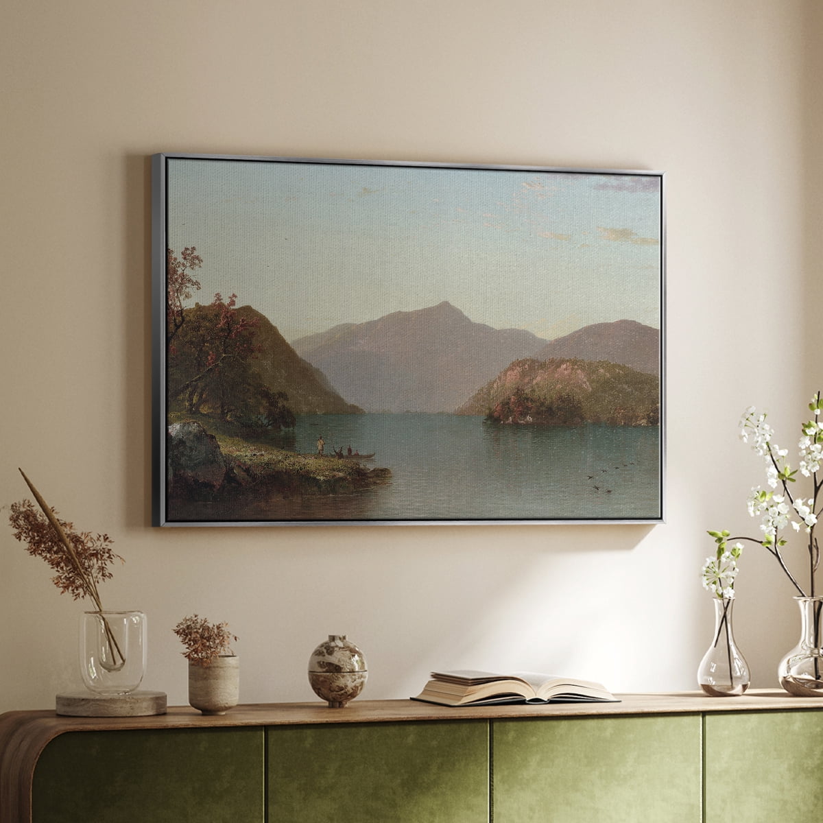 Vintage Landscape-MIX By Wexford Home Framed in Silver Wood Gallery Wrapped Canvas 25 in. x 37 in.