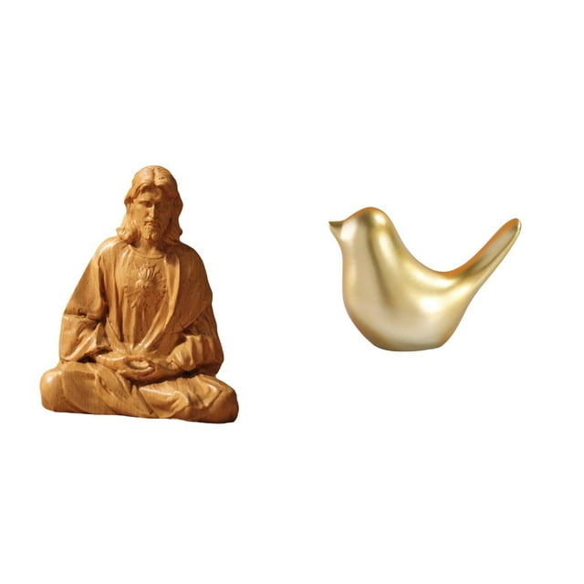 Estatua del Corazón de Jesús,Estatua del Sagrado Corazón de Jesús para decoración del hogar,Figura católica de Jesús,Figura de pájaros,Figura de pájaro dorado,decoración del