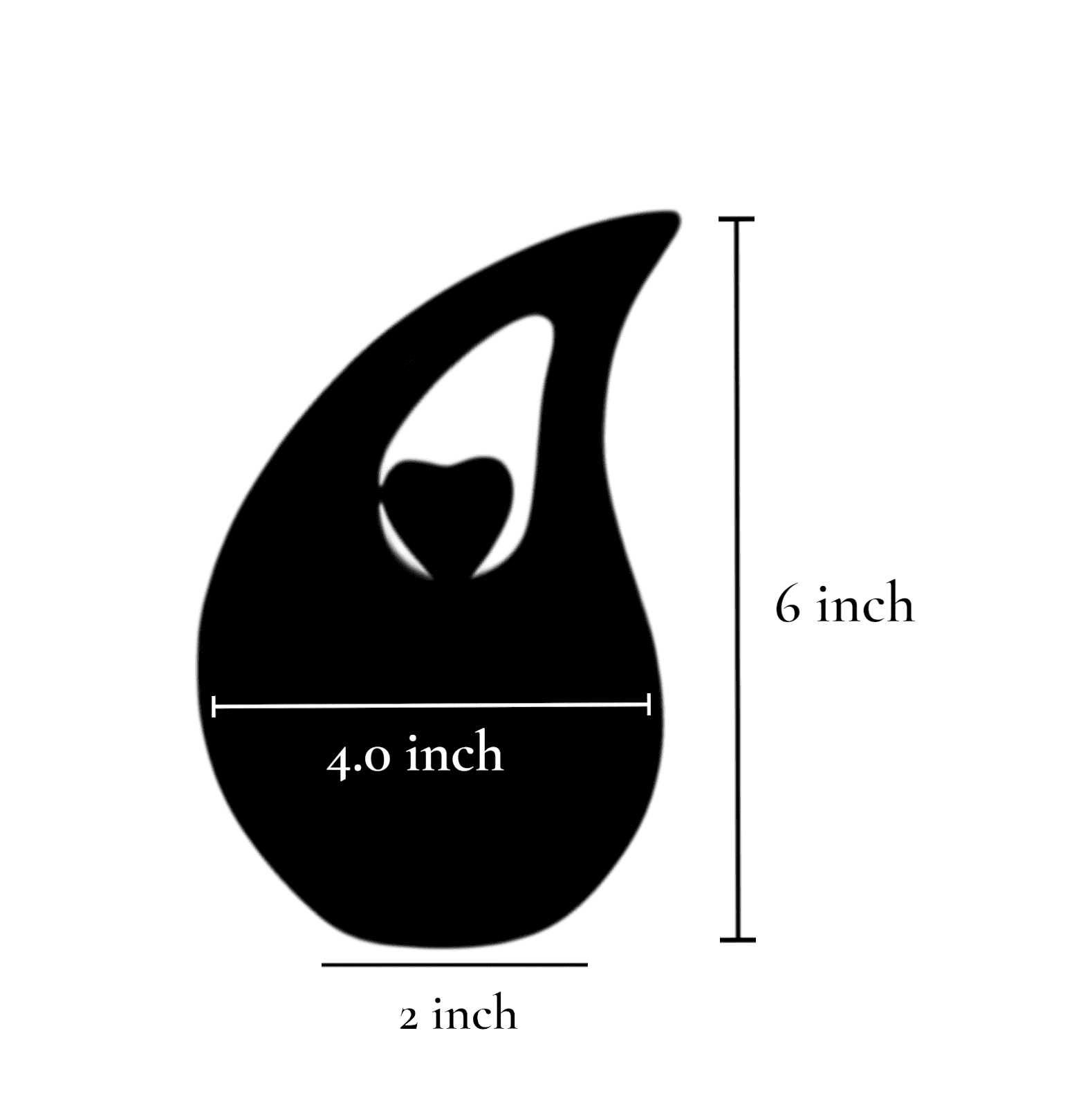 6-Inch Teardrop Cremation Urn for Ashes - Handcrafted Aluminum Keepsake Earns with Velvet Bag, Heart Motif, and Crackle Finish - Small Decorative Funeral Urn for Human or Pet Remains