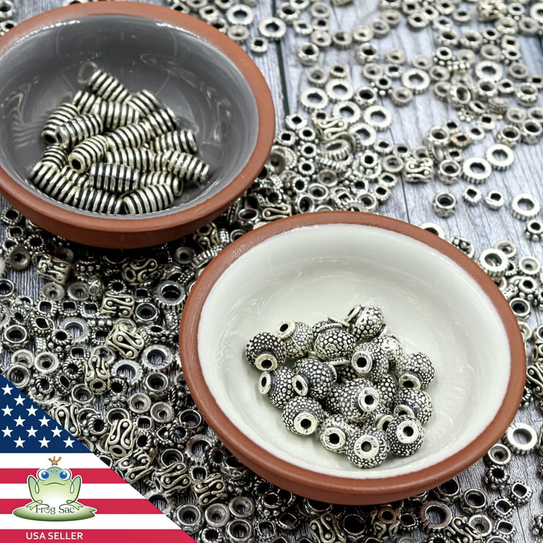 Over 650 PCs Tibetan and Bali Silver Finish Metal Spacer Beads for Jewelry  Making Findings - 8 Style Unique Antique Look Bulk Bead Assortment