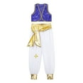 thumbnail image 3 of Yeahdor Kids Boys Arabian Prince Costume Set Halloween Fancy Dress Up Braided Trimming Open Front Waistcoat with Pants Dark Purple 16, 3 of 7