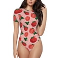 thumbnail image 1 of Saiise Motif Tomates Grenouillère à Manches Courtes pour Femmes, Pyjama à Col Rond, Justaucorps Extensible avec Fermeture à Pression-Moyen, 1 of 1
