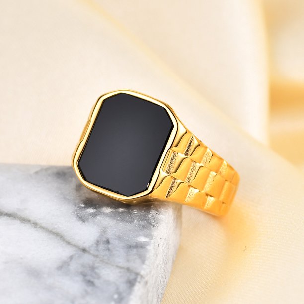 Anillo de acero inoxidable con forma de fritillaria cuadrada irregular de estilo europeo y americano, cadena de reloj vintage, anillo de acero de titanio 304