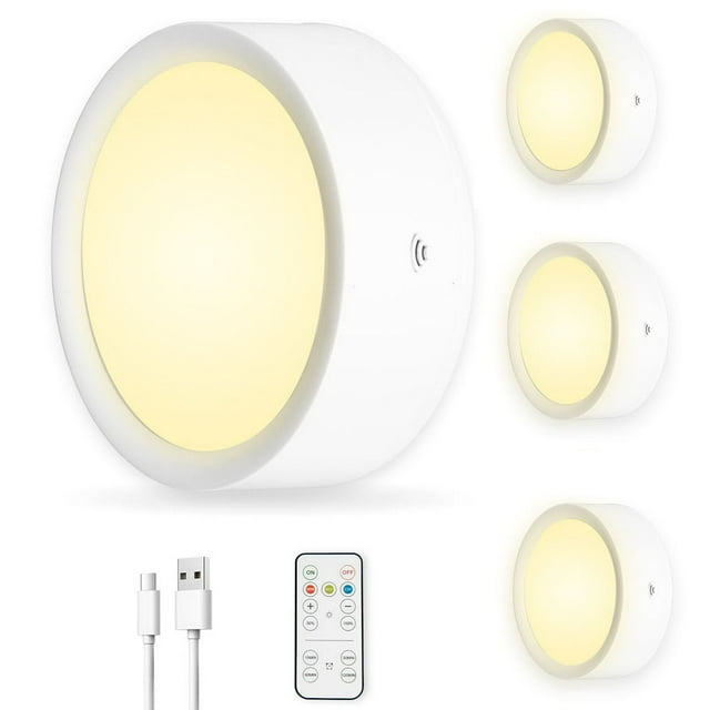 LNGOOR Lumières de Rondelle Rechargeables à DEL à Piles avec Télécommande Éclairage sous Armoire