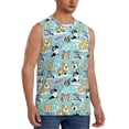 thumbnail image 2 of Lsque Dogs Print Men's Cotton Blend Sleeveless Muscle Shirts (S-3XL)- Moisture Wicking, Odor Protection, UPF 30+-X-Large, 2 of 7