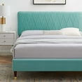 thumbnail image 5 of Platform Bed Frame, King Size, Velvet, Blue, Modern Contemporary Urban Design, Bedroom Master Guest Suite, 5 of 10