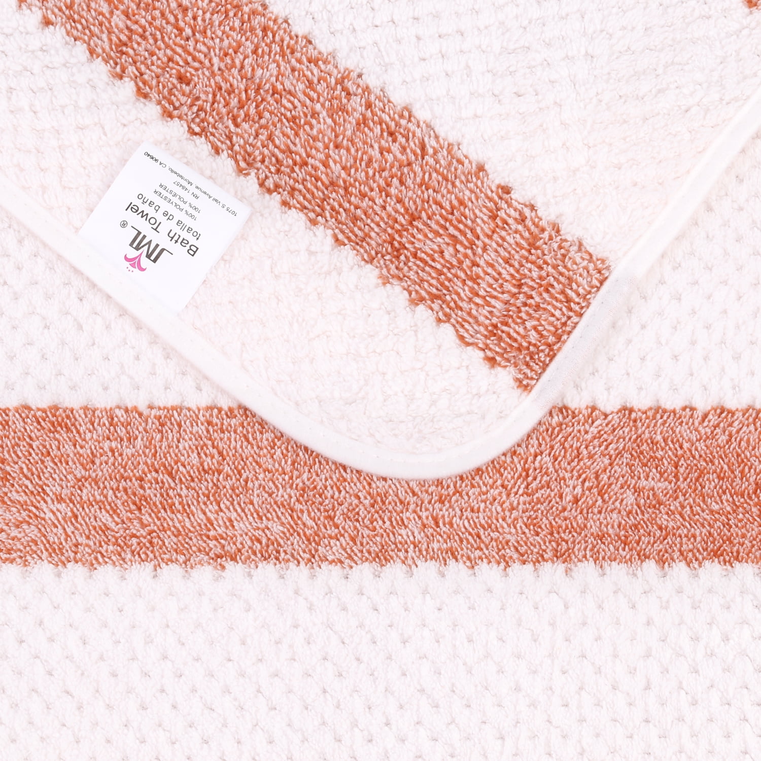 NC Fashion 2 Piece Microfiber Bath Towel Set, Orange, White, Multi-color