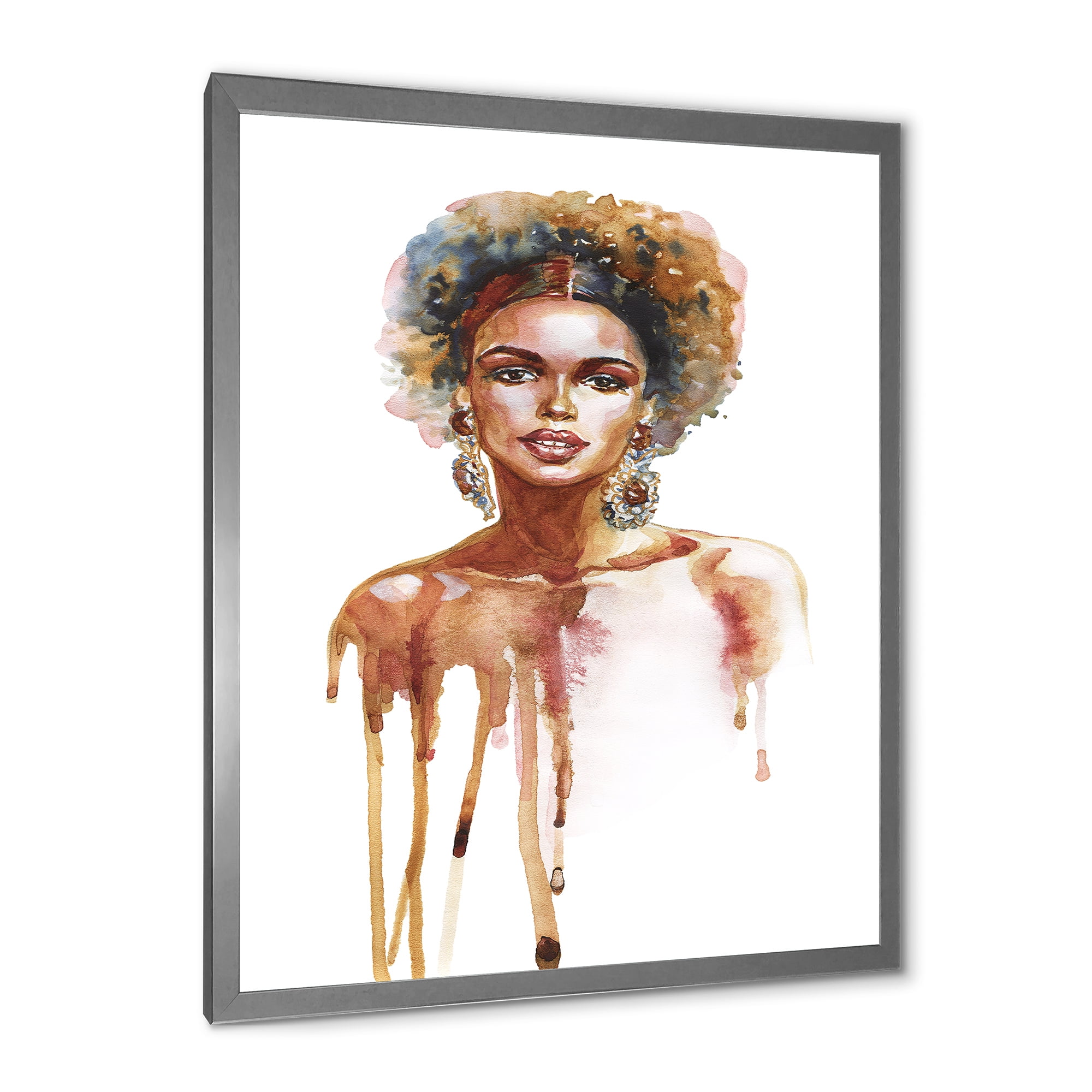 Designart 'Portrait of Afro American Woman XIII' Modern Framed Art Print