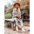 thumbnail image 6 of Women'S Flannel Plaid Shacket Fall Outfits Long Sleeve Button Down Shirts Jacket Coats with Side Pockets Light Gray L, 6 of 9