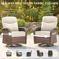 thumbnail image 3 of Gymojoy Luxury 3 Pieces Patio Furniture Set Wicker Outdoor High Back Swivel Rocker Glider Chairs Set of 2 with Side Table and 6 Inch Cushions, 3 of 10