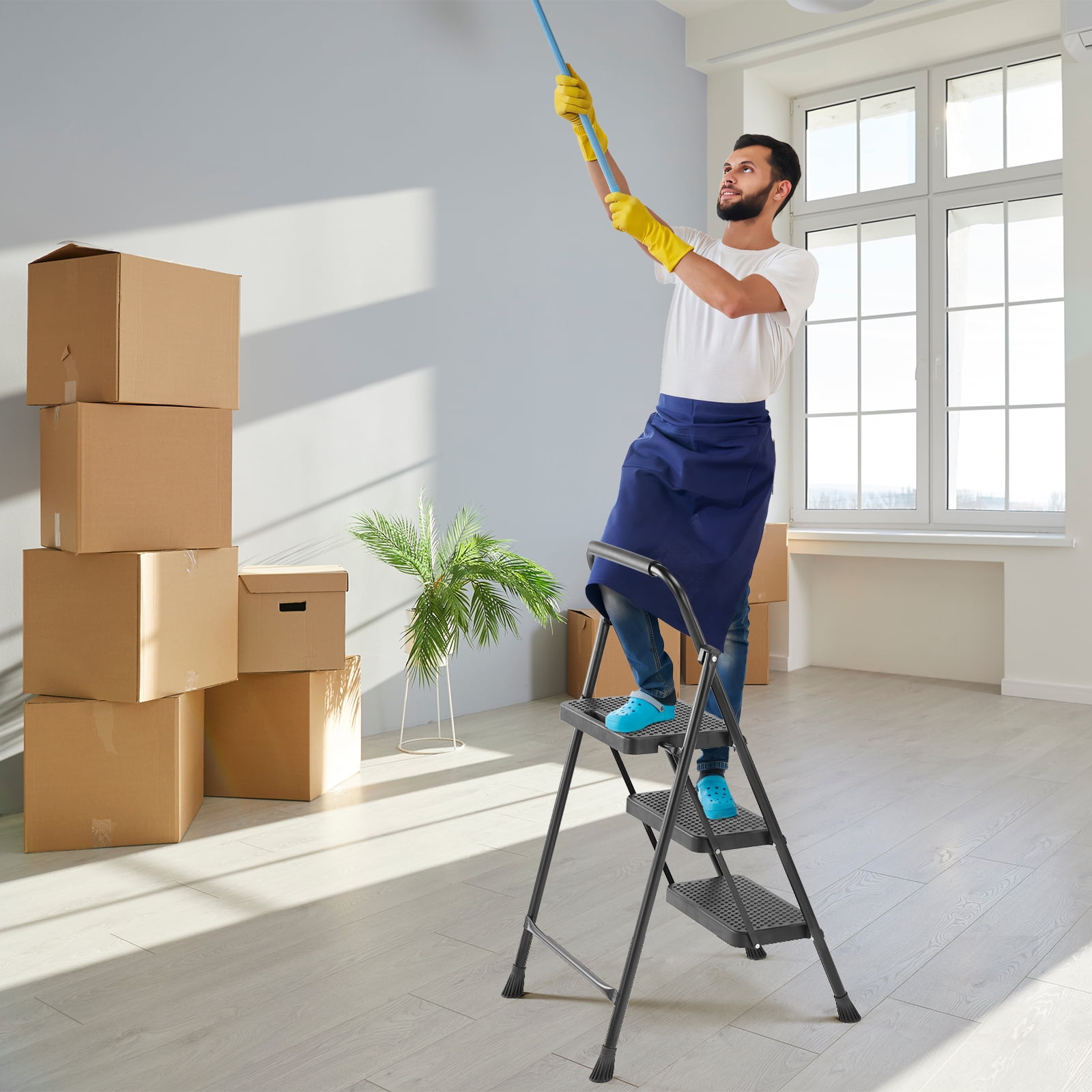 Gianna 3 Step Ladder, Step Stool for Adults,3 Step Ladder Folding Step Stool with Wide Anti-Slip Pedal Ergonomic Design