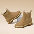 thumbnail image 5 of CMR CHAMARIPA Elevator Boots For Women - Apricot Nubuck Chelsea Boots 7CM / 2.76 Inches, 5 of 9