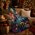 thumbnail image 3 of surreal Stag Nature Scene, Peaceful Mountain Lake Scene, Warm Flannel Blanket for Cabin and Lodge with Detailed Artwork, Outdoor Lovers Thanksgiving Gift, Artistic Home Decor, 3 of 9