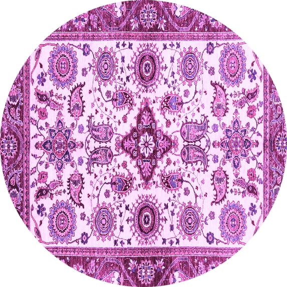 Ahgly Company Indoor Round Oriental Purple Traditional Area Rugs, 6' Round