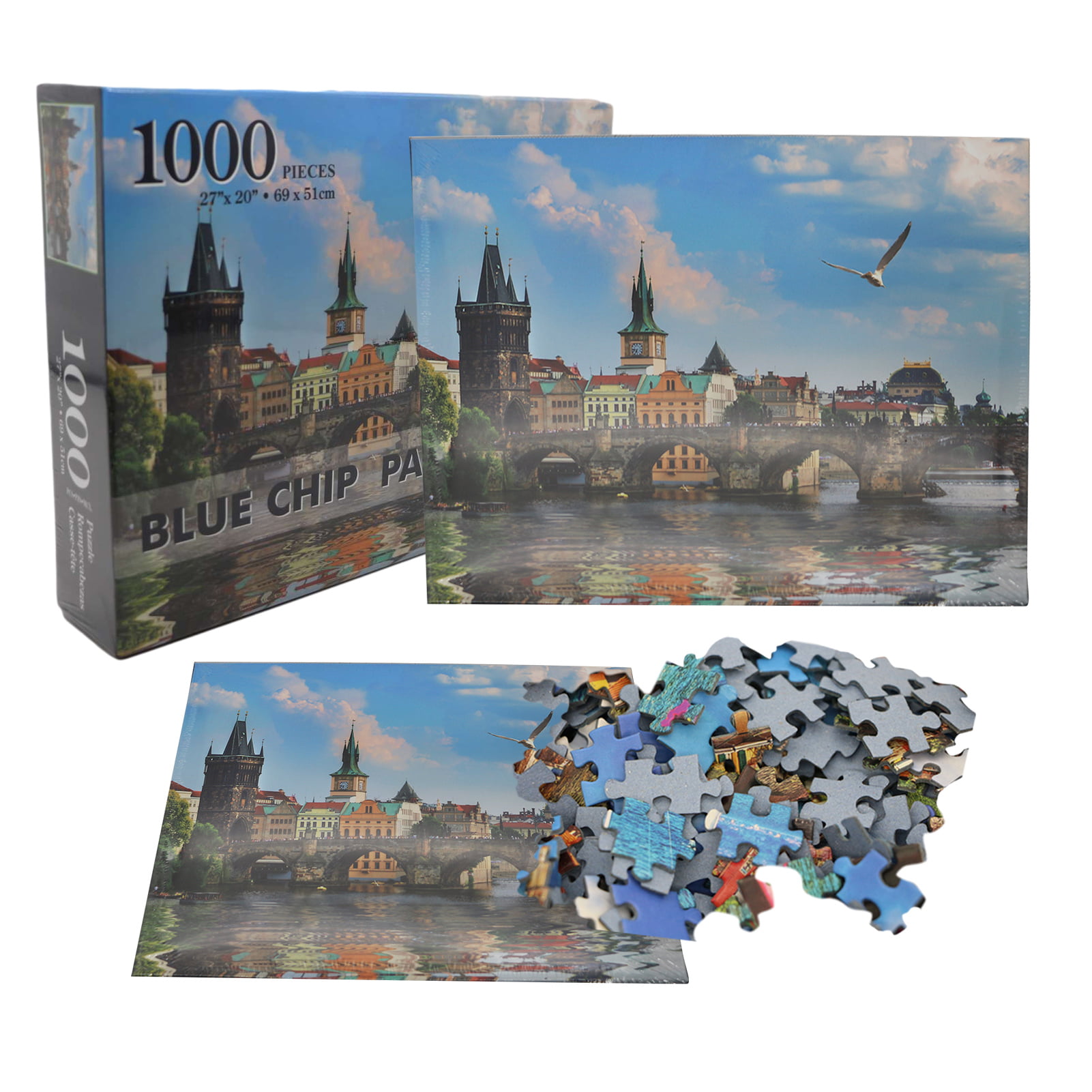 GuDoQi Bulldog Card Game Puzzle Landscape 1000 Pieces Jigsaw Puzzles for Adults 