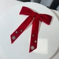 thumbnail image 4 of Fashionable Women's Velvets Bows Tie with Rhinestones Snowflake for Christmas Pre Tied Bowtie Brooch Pin Necktie Clip, 4 of 9