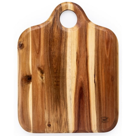 Superior Trading Co. Acacia Wood Cutting Board with Wooden Handle. 16 x 14