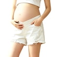 thumbnail image 2 of Naittoop Maternity Denim Shorts, Low Rise V-Shape Stretchy Waistband, Roll Hem Distressed Ripped Regular Fit for Pregnancy, 2 of 5