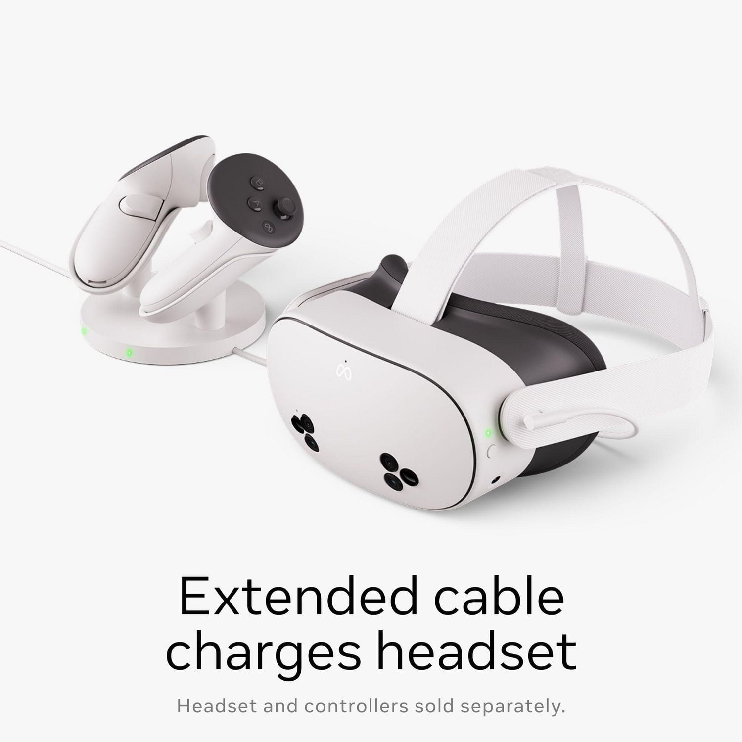 Meta Quest Compact Charging Dock — Works with Meta Quest 3/3S — Extended Headset Charging Cable — Wireless Charging for Touch Plus Controllers