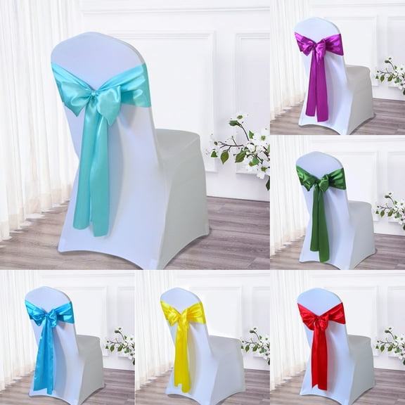 2Pcs Satin Chair Back Bow Tie Bow sash for Wedding Events Supplies, Decorations for Birthday Parties, Graduations, Engagements, Chair Sashes fit Folding and Banquets Chair Cover