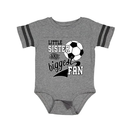 

Inktastic Little Sister and Biggest Fan- Soccer Player Gift Baby Girl Bodysuit