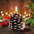 thumbnail image 5 of Wooowa Flameless Candles, Battery Operated Flickering Wick Real Wax Pine Cone Candles for Holiday Indoor Decoration, 5 of 8