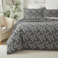 thumbnail image 1 of Blanco Flor Hojas Patrón Ropa de cama King Size 3Pcs Funda Nórdica Set 100%., 1 of 9