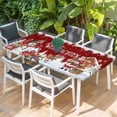 thumbnail image 2 of Red Christmas Table Cloths for 4 Foot Rectangle Tables, Santa Snowman Snowflake Gifts Elk Patio Waterproof Elastic Fitted Tablecloths, Washable Rectangular Table Cover for Camping, 2 of 8