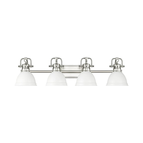 Yep by Golden Lighting Duncan 4-light Vanity in Pewter and Matte White shade