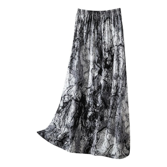 Kilaqueen Plus Size Maxi Skirts for Women Ankle Length Skirt Casual Printed A-Line Boho Skirts Beach Vacation Long Skirts