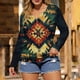 thumbnail image 1 of TaTaai Western Print Blouse Lightweight Soft Women's Fashion Retro Round Neck Long Sleeve Button Detail Loose Casual Spring Daily Wear Top Gift, 1 of 5