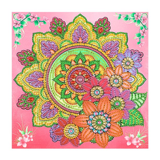 Cuadros Decorativos DIY 5D Mandala Flor Parte Taladro Forma especial Kit de pintura de diamante (UP1 Tmvgtek embutido en tela