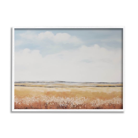 Stupell Industries Abstract Countryside View Landscape Painting White Framed Art Print Wall Art, 20 x 16