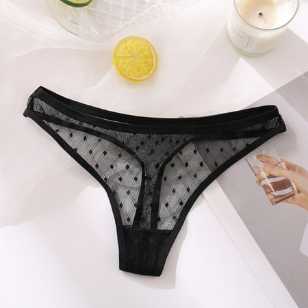 

Uorcsa Transparent Sexy Hollow Out Comfortable Lace Summer Perspective Women Panties Black