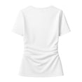 thumbnail image 5 of GIPQJK T Shirts for Women V Neck Short Sleeves Summer Basic Tshirts Going Out Casual Fashion Slim Fitted Tops,White XL, 5 of 5