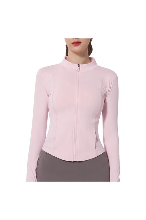 Women Yarn Sun Jacket Summer Lightweight Solid Color Ice Skin Coat Workout Jacket For Yoga Tight Fit Fingertip Sleeves Soft Jackets